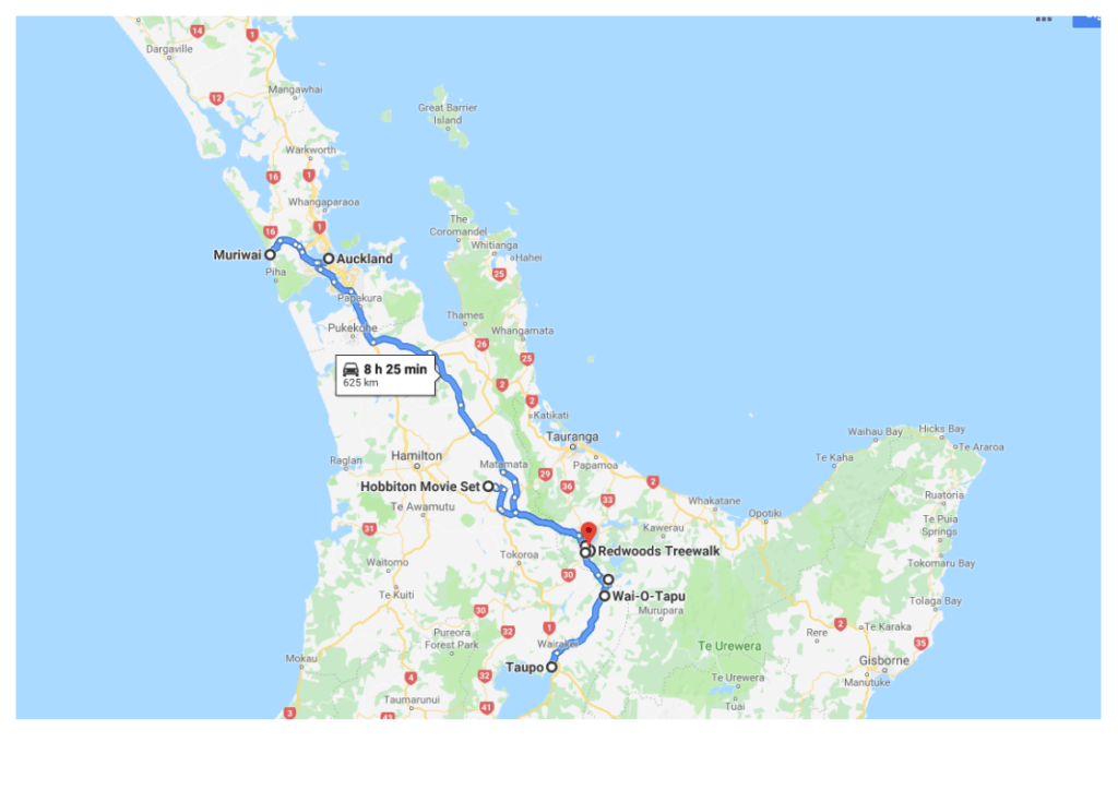 Карта тура в Новой Зеландии